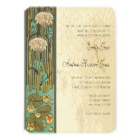 Art Nouveau Dragonfly Lily Pad Wedding Invitation