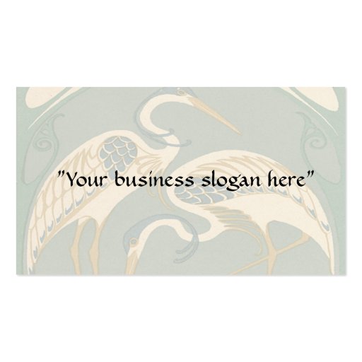 Art Nouveau Elegant Herons Business Card Templates (back side)