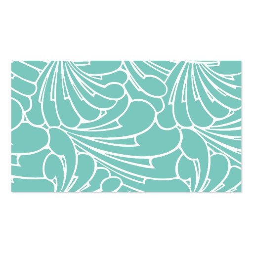 Art Nouveau Floral Flowers Chic Turquoise Pattern Business Card Template (back side)