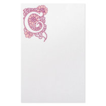 Art Nouveau Floral Monogram C Personalized Stationery