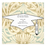art nouveau floral swirl pattern neutrals grad personalized announcement