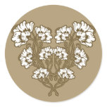 Art Nouveau Flower Heart Tan Stickers