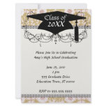 art nouveau flower pattern graduation personalized announcement
