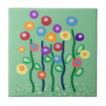 Art nouveau flowers tile tiles