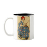 Art Nouveau -Girl knitting with her cat mugs