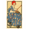 Art Nouveau -Girl knitting with her cat t-shirts