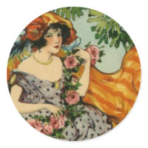 Art Nouveau Girl with Flowers stickers by MyOtherPlanet Art Nouveau Girl with Flowers stickers