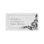 Art Nouveau Gray Damask Return Address Labels