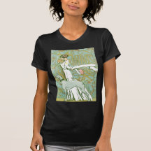 Art Nouveau Greyhound and Lady with Flower Shirt