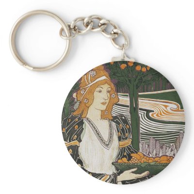 Art Nouveau - L.Rhead - Thanksgiving Key Chain by VintageCabaret