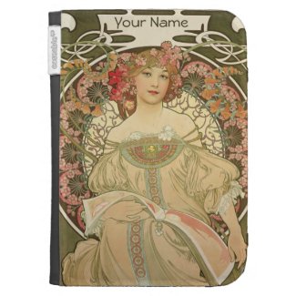 Art Nouveau Lady Reading Girly Kindle Case