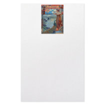 Art Nouveau Lady with Peacock stationery