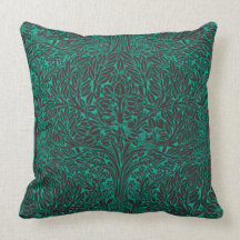 Art Nouveau Leafy Tree Swirls Throw Pillows