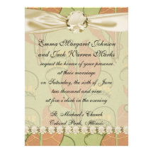art nouveau leaves and tiny flowers art personalized invite