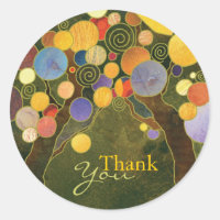 Art Nouveau Love Trees Wedding Thank You Stickers
