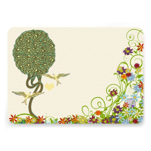 Art Nouveau Lovebird Rustic Tree Wedding Invites