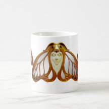 ART NOUVEAU MOTH WOMAN COFFEE MUGS