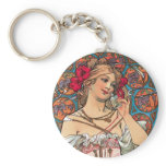 Art Nouveau - Mucha - Perfume Ad Key Chains