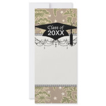 art nouveau neutral floral pattern graduation rack card design