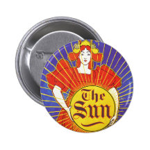 Art Nouveau:  New York Sun by Rhead Pinback Button