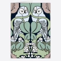 Art Nouveau Owl Nest Happy Anniversary Cards cards
