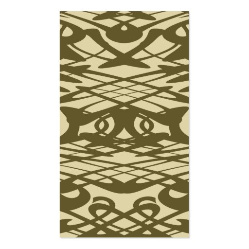 Art Nouveau Pattern in Beige and Brown. Business Card Template (front side)