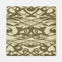 Art Nouveau Pattern in Beige and Brown. Refrigerator Magnet