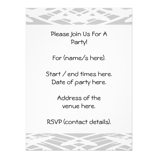 Art Nouveau Pattern in Pale Gray and White. Personalized Announcement