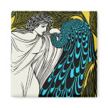 Art Nouveau Peacock Artwork - The Kiss Fridge Magnets