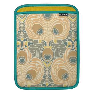 art nouveau peacock feathers vintage pattern ipad sleeves Rickshaw_sleeve art nouveau peacock feathers vintage pattern ipad sleeves Rickshaw_sleeve