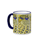 Art Nouveau:  Peacock Illustration mugs