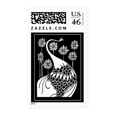 Art Nouveau Peacock Postage Stamps by debinSC