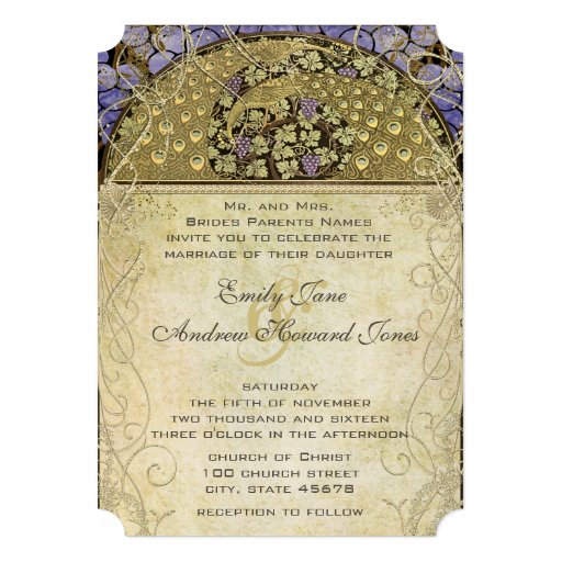 Art Nouveau Peacock Wedding click READ MORE Personalized Announcements