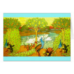 Art Nouveau Peacocks and Swans Greeting Card