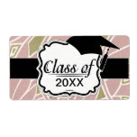 art nouveau pink nature design graduation shipping label