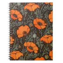 Art Nouveau Poppies Spiral Notebooks