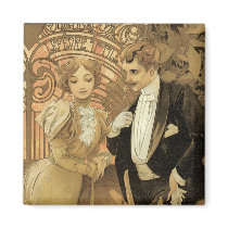 Art Nouveau Poster; Flirt Biscuit; Alphonse Mucha Magnet