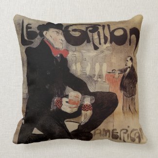 Art Nouveau Poster; Le Grillon; American Bar Pillow