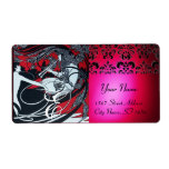 ART NOUVEAU RED BLACK GOLD DAMASK MONOGRAM ,ruby Shipping Labels