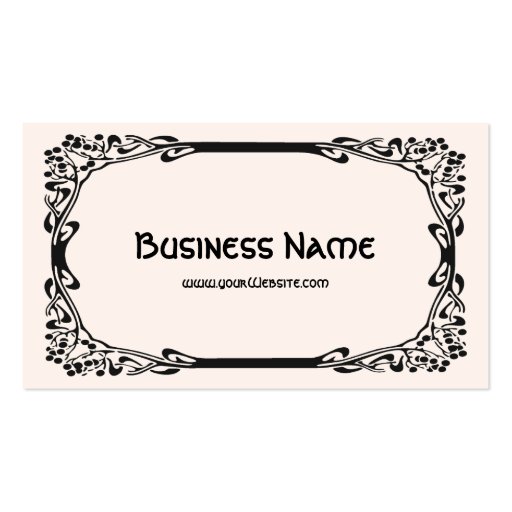 Art Nouveau Retro Elegant Black Decorative Border Business Cards (front side)