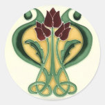Art Nouveau Rose Tile Round Sticker