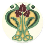Art Nouveau Rose Tile Round Sticker