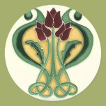 Art Nouveau Rose Tile Round Sticker