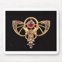 Art Nouveau Ruby Paste Pin 2 Mouse Pad