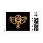 Art Nouveau Ruby Paste Pin 2 Postage Stamp