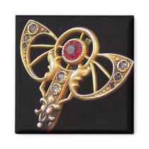 Art Nouveau Ruby Paste Pin magnets by lilandluckysloot Art Nouveau Ruby Paste Pin magnets
