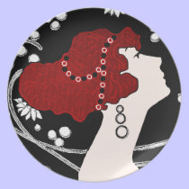 Art Nouveau Scarlet Beauty plates