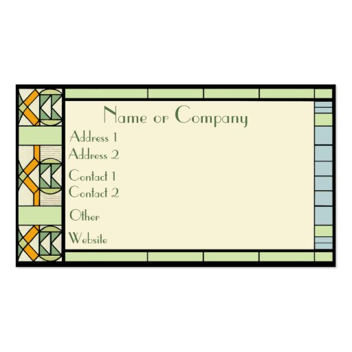 Art Nouveau Stained Glass Business Cards (back side)