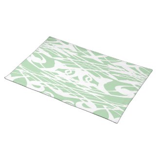 Art Nouveau Style Pattern in Light Green and White Place Mat