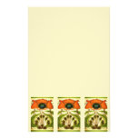 ART NOUVEAU  STYLIZED GREEN RED POPPY STATIONERY PAPER